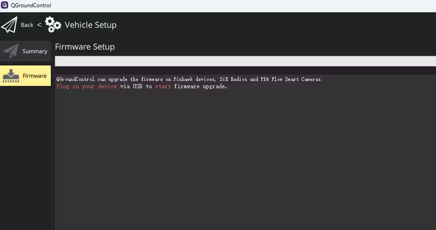 QGroundControl Firmware page