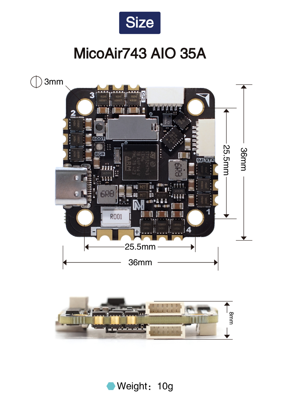MicoAir743-AIO-35A dimensions