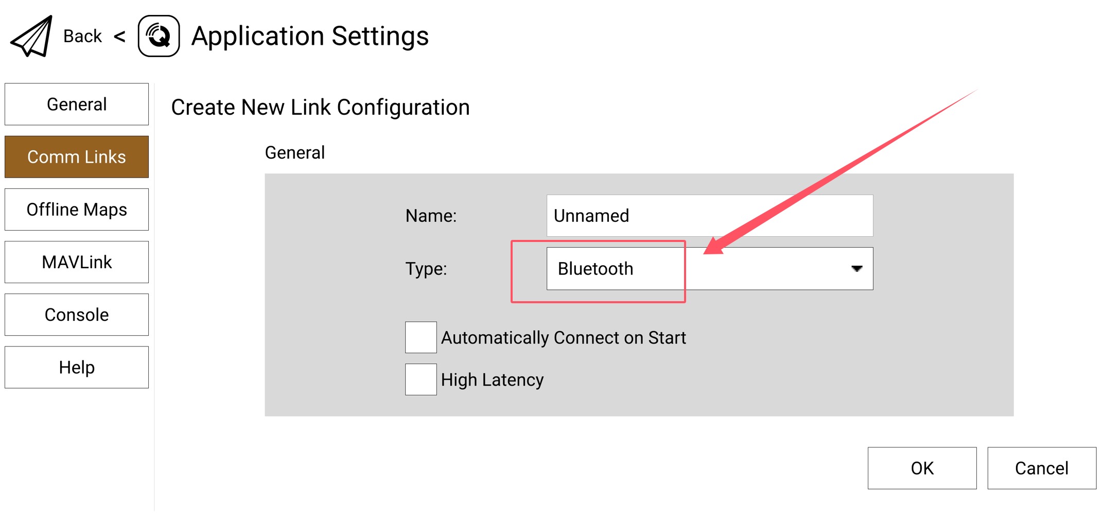 Select the Bluetooth connection type