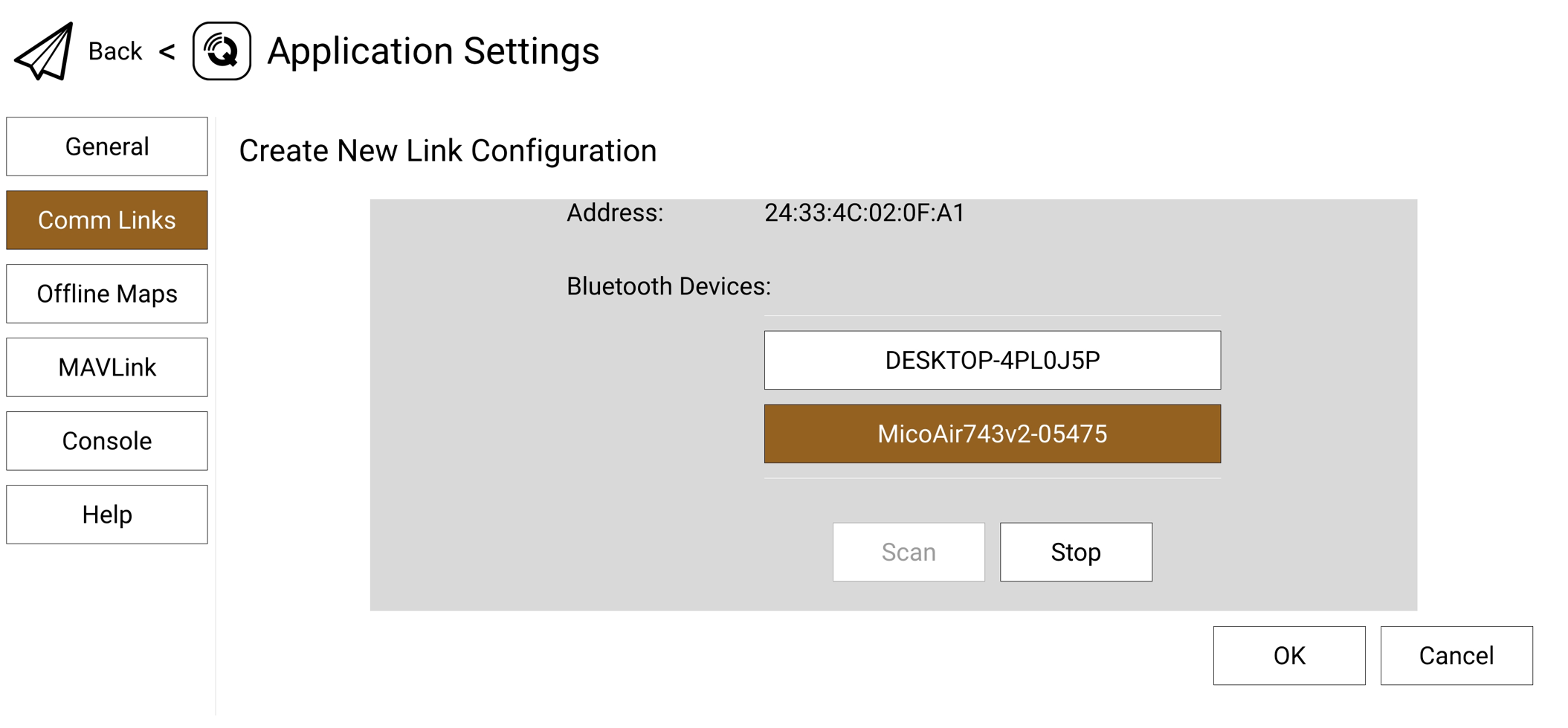 Scan for a MicoAir743v2 Bluetooth device
