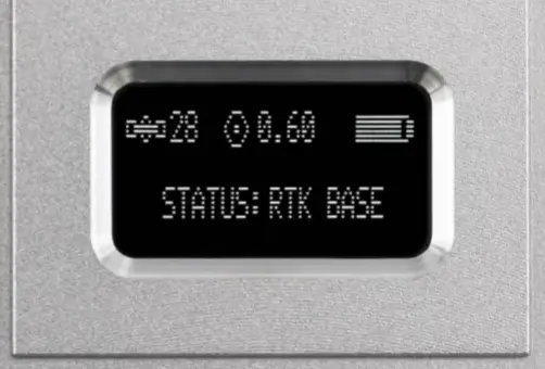 Base station display showing RTK BASE